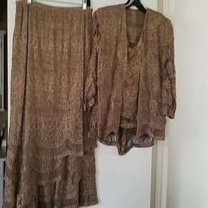 Gorgeous long skirt with tank top and jacket . 3 p